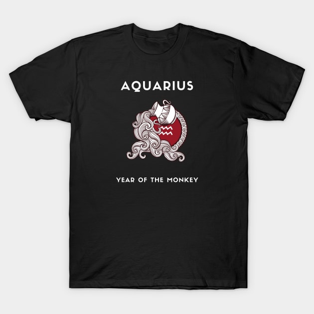 AQUARIUS / Year of the MONKEY T-Shirt by KadyMageInk